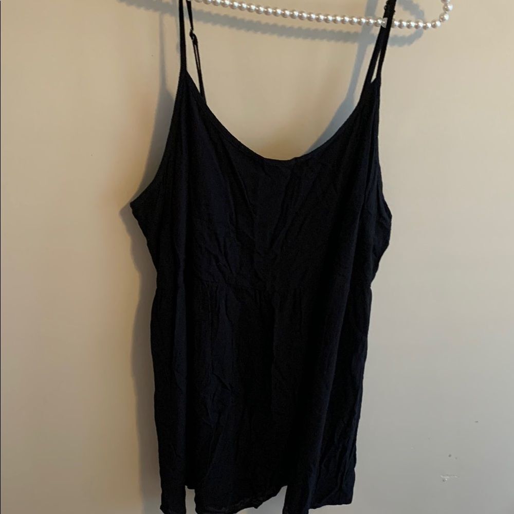 Forever 21 Cami Tank Top 2X Plus Size Solid Black Spaghetti Strap Scoop Neck